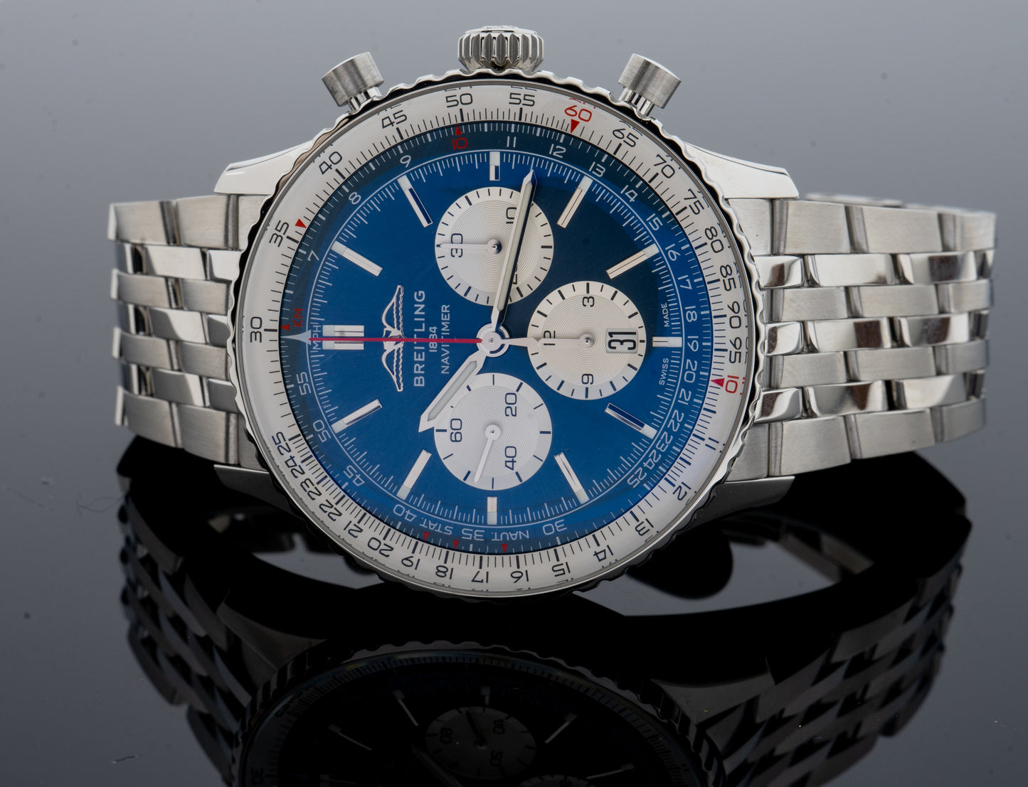 Breitling Navitimer 46, Blau, Garantie 05/2027, AB0137