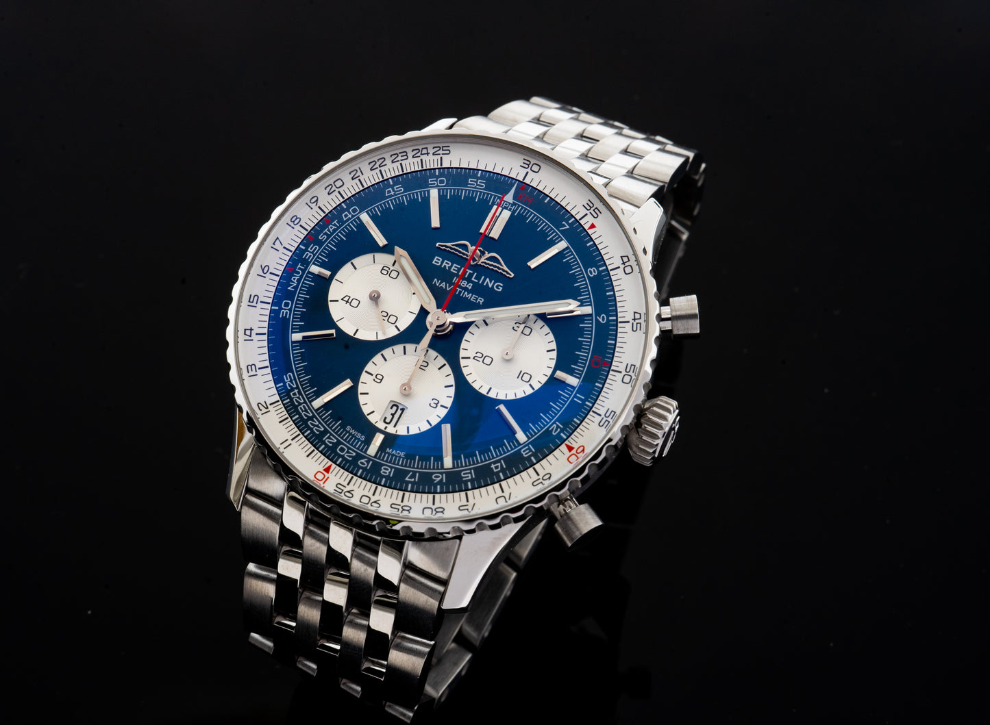 Breitling Navitimer 46, Blau, Garantie 05/2027, AB0137