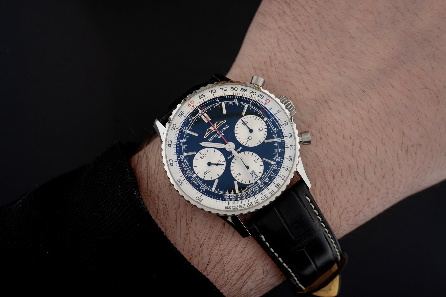 Breitling Navitimer 41, Schwarz, Garantie 08/2031, AB0139