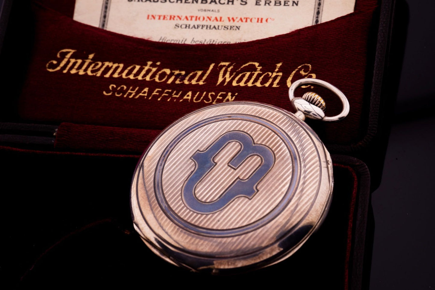 IWC Niello-Silber Lépine Taschenuhr für "Mühlig Union" ca.1927