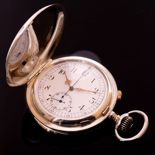 Invicta ¼ Repetitions-Taschenuhr Savonette mit Chronograph ca. 1900