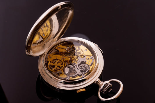 Invicta ¼ Repetitions-Taschenuhr Savonette mit Chronograph ca. 1900
