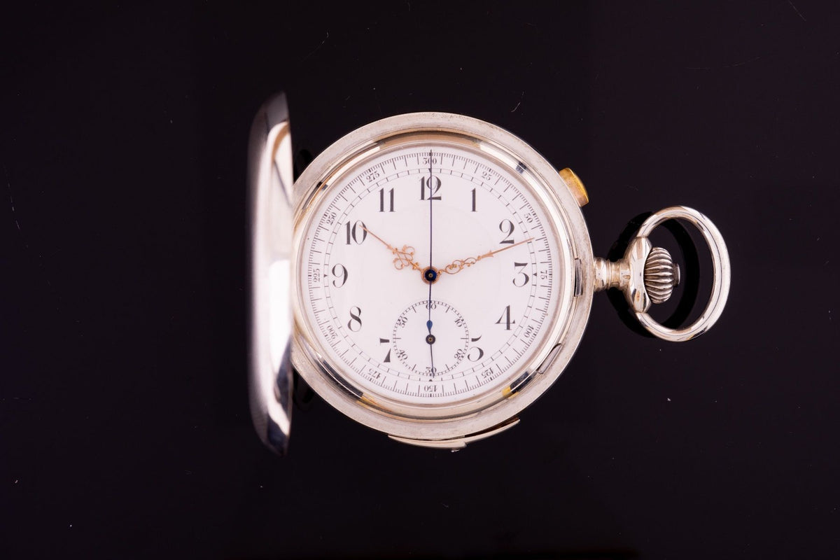 Invicta ¼ Repetitions-Taschenuhr Savonette mit Chronograph ca. 1900