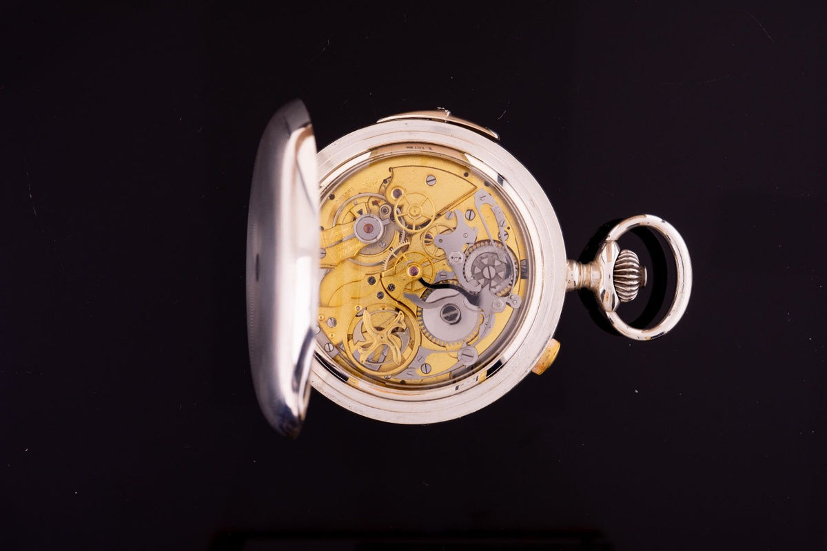 Invicta ¼ Repetitions-Taschenuhr Savonette mit Chronograph ca. 1900